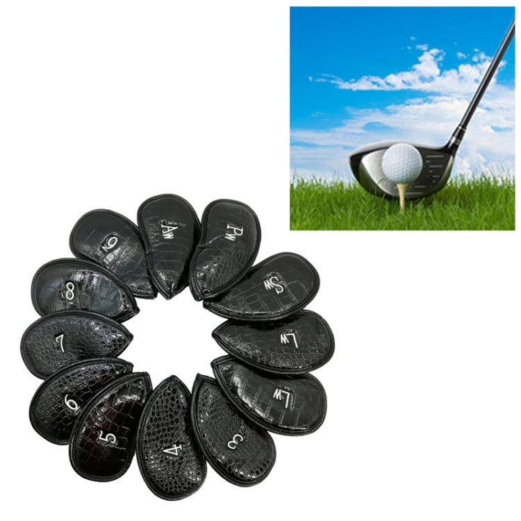 Set de 12 casquettes de golf en cuir PU, texture litchi noire