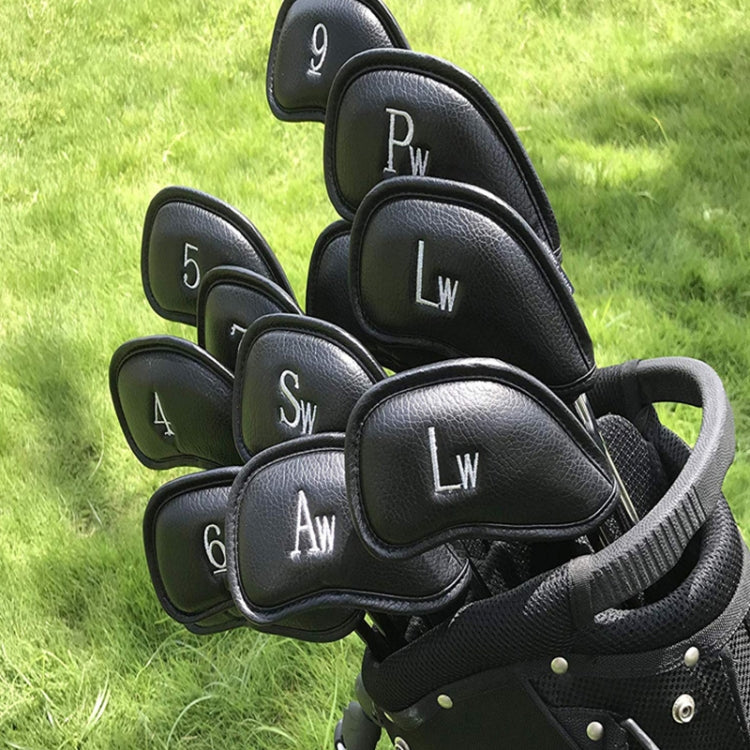 Set de 12 casquettes de golf en cuir PU, texture litchi noire