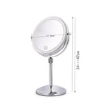 Miroir de maquillage lumineux LED rond double face de bureau, miroir grossissant relevable, plan + grossissement 3x (modèle à piles 7 pouces), plan + grossissement 5x (modèle à piles 7 pouces), plan + grossissement 7x (modèle à piles 7 pouces)
