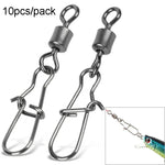 Lot de 10 connecteurs de pêche en acier inoxydable avec émerillons à roulement, accessoires de pêche, 12(17mm), 10(20mm), 8(22mm), 7(25mm), 6(26mm), 5(29mm), 4(30mm), 3(34mm), 2(36mm), 1(40mm)