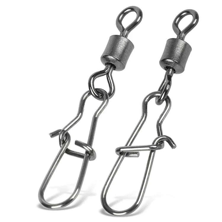 Lot de 10 connecteurs de pêche en acier inoxydable avec émerillons à roulement, accessoires de pêche, 12(17mm), 10(20mm), 8(22mm), 7(25mm), 6(26mm), 5(29mm), 4(30mm), 3(34mm), 2(36mm), 1(40mm)