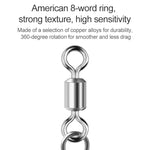 Lot de 10 connecteurs de pêche en acier inoxydable avec émerillons à roulement, accessoires de pêche, 12(17mm), 10(20mm), 8(22mm), 7(25mm), 6(26mm), 5(29mm), 4(30mm), 3(34mm), 2(36mm), 1(40mm)