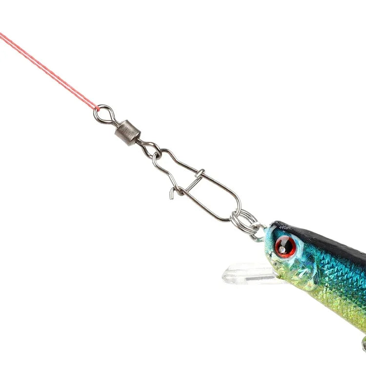 Lot de 10 connecteurs de pêche en acier inoxydable avec émerillons à roulement, accessoires de pêche, 12(17mm), 10(20mm), 8(22mm), 7(25mm), 6(26mm), 5(29mm), 4(30mm), 3(34mm), 2(36mm), 1(40mm)