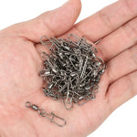 Lot de 10 connecteurs de pêche en acier inoxydable avec émerillons à roulement, accessoires de pêche, 12(17mm), 10(20mm), 8(22mm), 7(25mm), 6(26mm), 5(29mm), 4(30mm), 3(34mm), 2(36mm), 1(40mm)