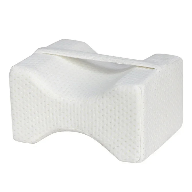 Coussin orthopédique en mousse à mémoire en forme de coin pour genou, pour dormir, soulagement de la douleur sciatique, dos, hanche, articulation, coussin de soutien contour cuisse jambe, Blanc, Blanc+bandage, Bleu marine à carreaux+bandage
