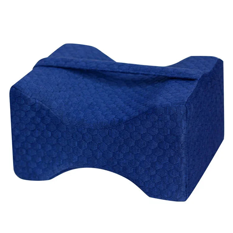 Coussin orthopédique en mousse à mémoire en forme de coin pour genou, pour dormir, soulagement de la douleur sciatique, dos, hanche, articulation, coussin de soutien contour cuisse jambe, Blanc, Blanc+bandage, Bleu marine à carreaux+bandage