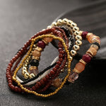 Bracelet élastique perlé multicouche bohème quatre saisons pour femmes, noir, bleu clair, marron, jaune, rose, vert clair