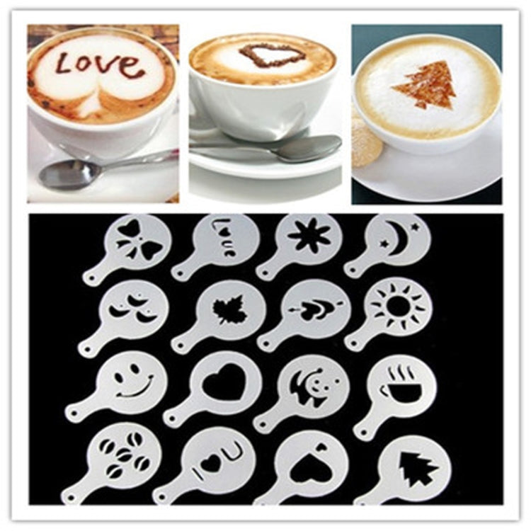 32 PCS Pochoirs à café Filtre à café Machine à cappuccino Moules Gabarits Saupoudrer de fleurs Tampon de pulvérisation Outils de cuisson, 32 PCS
