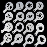 32 PCS Pochoirs à café Filtre à café Machine à cappuccino Moules Gabarits Saupoudrer de fleurs Tampon de pulvérisation Outils de cuisson, 32 PCS