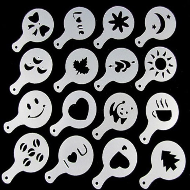 32 PCS Pochoirs à café Filtre à café Machine à cappuccino Moules Gabarits Saupoudrer de fleurs Tampon de pulvérisation Outils de cuisson, 32 PCS