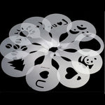 32 PCS Pochoirs à café Filtre à café Machine à cappuccino Moules Gabarits Saupoudrer de fleurs Tampon de pulvérisation Outils de cuisson, 32 PCS