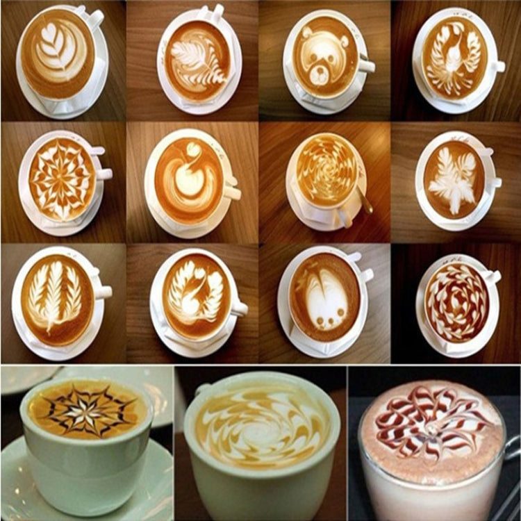 32 PCS Pochoirs à café Filtre à café Machine à cappuccino Moules Gabarits Saupoudrer de fleurs Tampon de pulvérisation Outils de cuisson, 32 PCS
