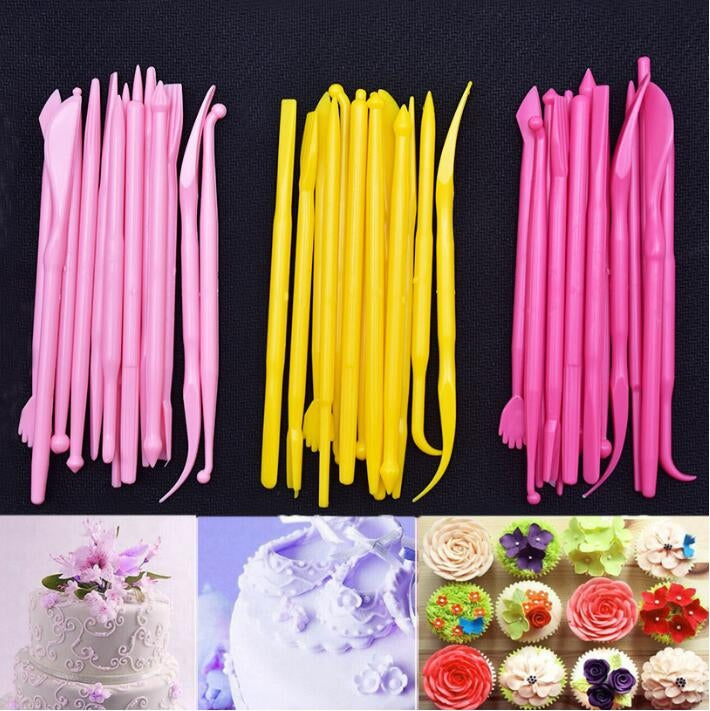 2 ensembles mini-outils de gravure pour fondant, stylo de gravure pour gâteaux, 28 pièces jaune, 28 pièces rose vif, 28 pièces rose