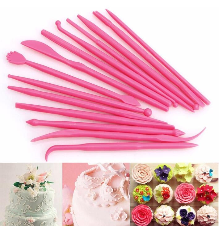 2 ensembles mini-outils de gravure pour fondant, stylo de gravure pour gâteaux, 28 pièces jaune, 28 pièces rose vif, 28 pièces rose