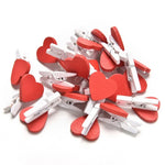 50 mini pinces à linge décoratives en bois en forme de cœur rouge pour photos, cartes postales, loisirs créatifs