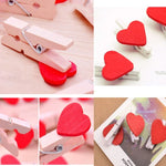 50 mini pinces à linge décoratives en bois en forme de cœur rouge pour photos, cartes postales, loisirs créatifs
