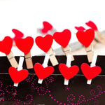 50 mini pinces à linge décoratives en bois en forme de cœur rouge pour photos, cartes postales, loisirs créatifs