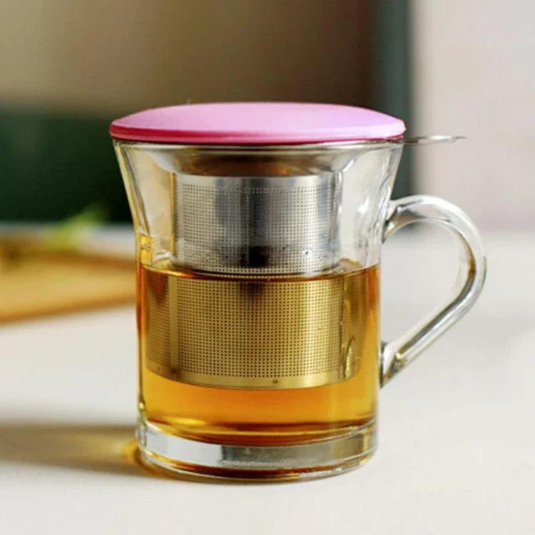 Infuseur à thé en acier inoxydable avec couvercle en guise de soucoupe, passoire à thé en acier inoxydable