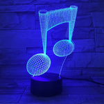 Lampe de table décorative lumineuse tactile LED 3D en forme de note de musique, changement de couleur