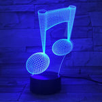 Lampe de table décorative lumineuse tactile LED 3D en forme de note de musique, changement de couleur