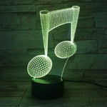 Lampe de table décorative lumineuse tactile LED 3D en forme de note de musique, changement de couleur