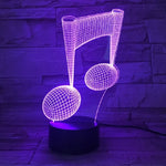 Lampe de table décorative lumineuse tactile LED 3D en forme de note de musique, changement de couleur
