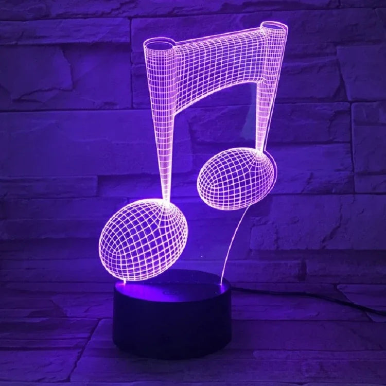 Lampe de table décorative lumineuse tactile LED 3D en forme de note de musique, changement de couleur