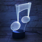 Lampe de table décorative lumineuse tactile LED 3D en forme de note de musique, changement de couleur