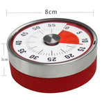 Minuteur de cuisine avec minuterie magnétique en acier inoxydable, 8 cm rouge, 6 cm noir