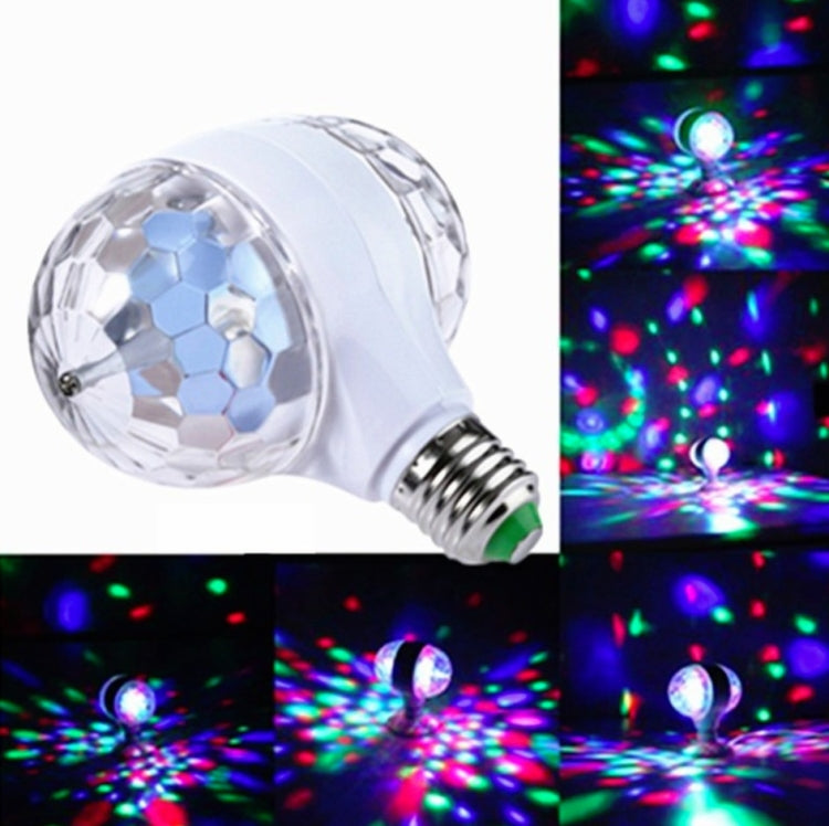 Ampoule LED double tête E27 6W colorée, boule magique rotative, lumière de scène, lampe de projection laser E27