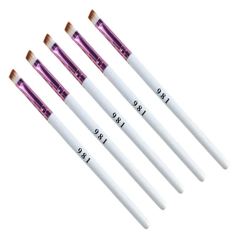 5 brosses à sourcils biseautées avec manche en bois blanc, pinceau à sourcils, pinceau à fard à paupières