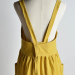 Tablier taille haute en coton et lin de couleur unie