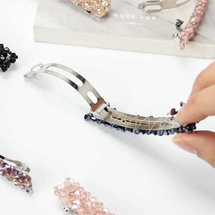 Épingle à Cheveux Élastique en Strass et Cristal pour Filles - Accessoires de Cheveux
