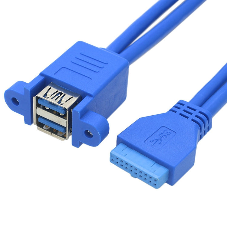 Câble d'extension double USB3.0 20 broches pour carte mère avec câble pare-oreille, bleu