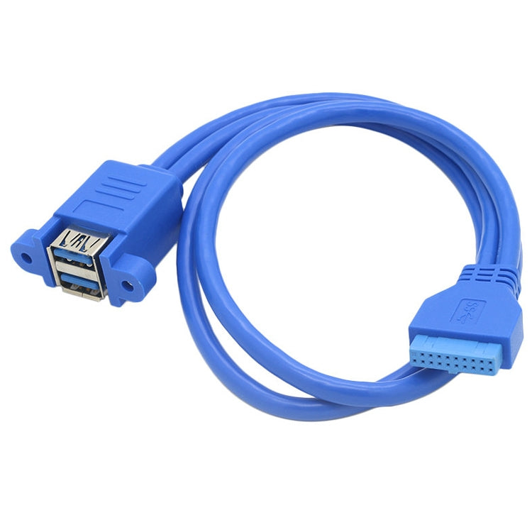 Câble d'extension double USB3.0 20 broches pour carte mère avec câble pare-oreille, bleu