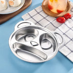 Assiette de table en acier inoxydable à motif de grille et dessin animé pour enfants