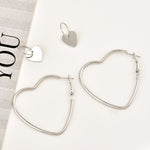 Boucles d'oreilles créoles avec cœur simple en métal pour femmes - Lot