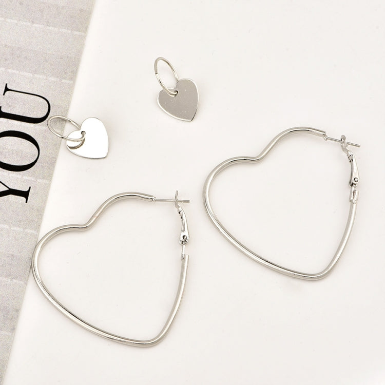 Boucles d'oreilles créoles avec cœur simple en métal pour femmes - Lot