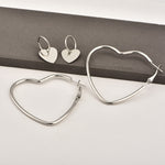 Boucles d'oreilles créoles avec cœur simple en métal pour femmes - Lot