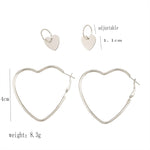 Boucles d'oreilles créoles avec cœur simple en métal pour femmes - Lot