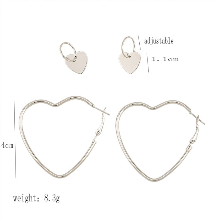 Boucles d'oreilles créoles avec cœur simple en métal pour femmes - Lot