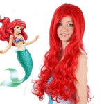 Perruque cosplay princesse Ariel La Petite Sirène anime Halloween fête scène cheveux synthétiques rouges bouclés