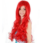 Perruque cosplay princesse Ariel La Petite Sirène anime Halloween fête scène cheveux synthétiques rouges bouclés