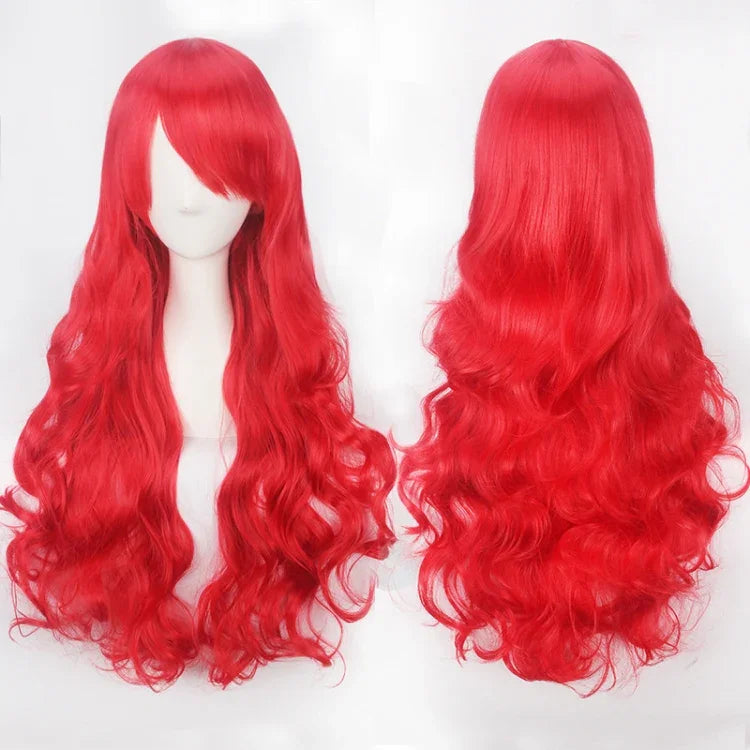 Perruque cosplay princesse Ariel La Petite Sirène anime Halloween fête scène cheveux synthétiques rouges bouclés