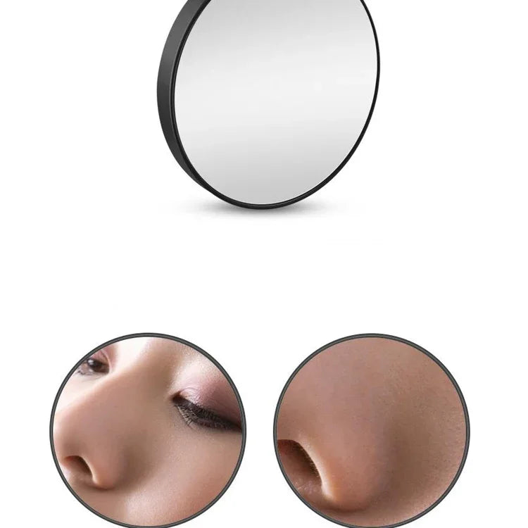 Miroir Grossissant Rond avec Ventouse Miroir de Maquillage 8,8 cm Miroir de Maquillage Grossissant, Noir Dix Fois, Noir Cinq Fois