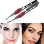 Pince à épiler avec lumière LED, pince à épiler à sourcils à quatre trous, pince à épiler de beauté en acier inoxydable, outil de beauté.