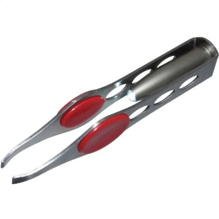Pince à épiler avec lumière LED, pince à épiler à sourcils à quatre trous, pince à épiler de beauté en acier inoxydable, outil de beauté.