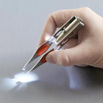 Pince à épiler avec lumière LED, pince à épiler à sourcils à quatre trous, pince à épiler de beauté en acier inoxydable, outil de beauté.