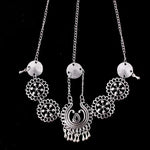 Bijoux de cheveux vintage en argent avec pompon, pièces de monnaie en métal, bandeau long, chaîne de tête punk, pièce frontale