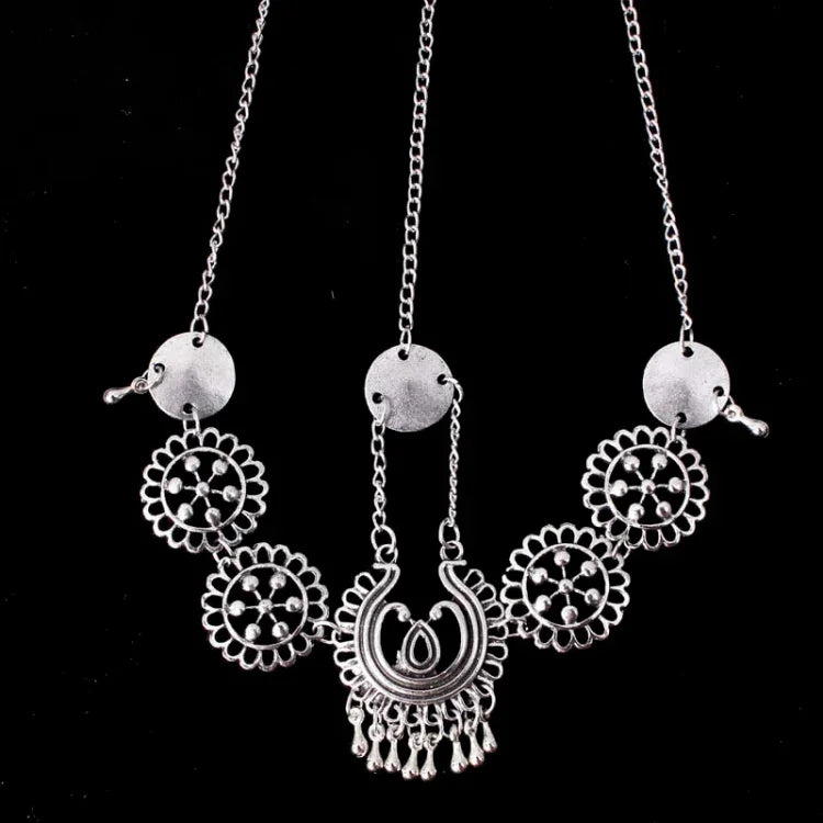 Bijoux de cheveux vintage en argent avec pompon, pièces de monnaie en métal, bandeau long, chaîne de tête punk, pièce frontale